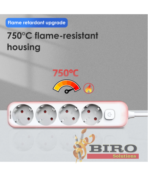 Prelungitor DELI, 4 prize, 3 m, înpămîntare, întrerupător